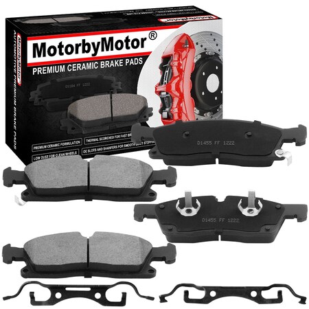 Motorbymotor MotorbyMotor Front Ceramic Brake Pads w/Hardware Kits D1455(4Pack) BPD1455